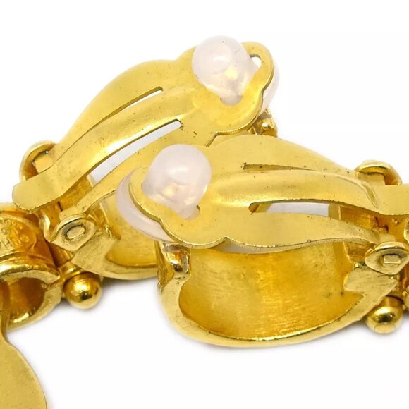 Chanel Dangle Heart Earrings Gold Clip-On 95P - Picture 3 of 4